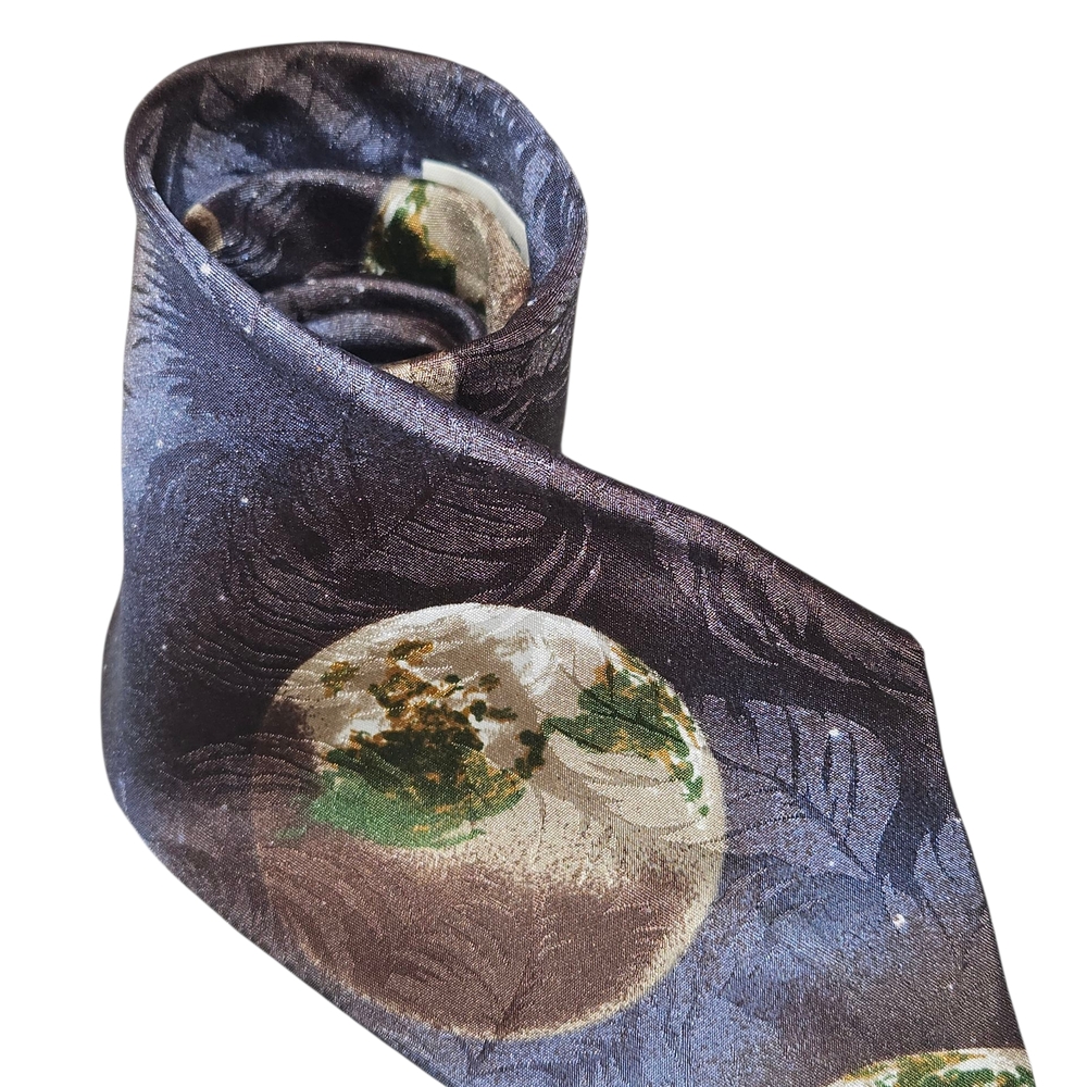 Earth + Air + Water = Tree Galaxy Inspired Blue Green EarthTie Good Condition